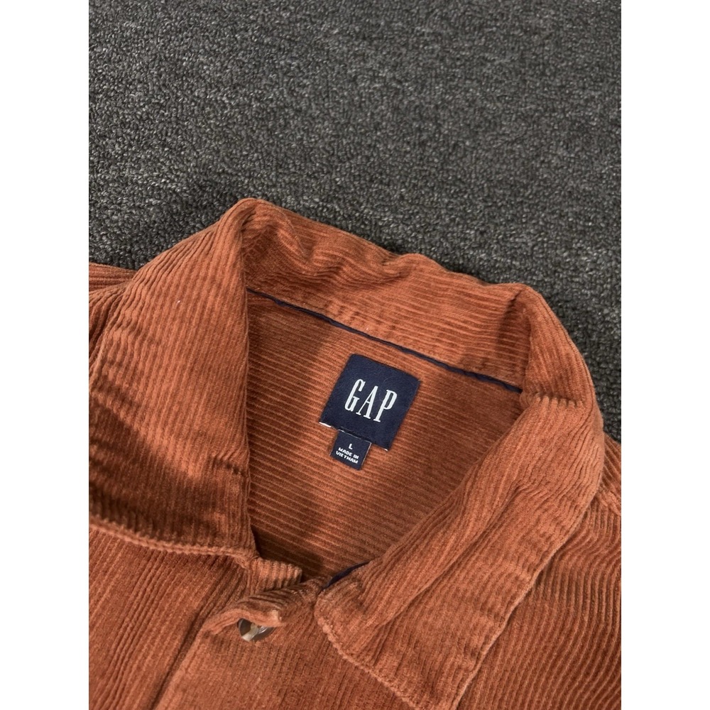 Gap Corduroy Shirt Jacket Shacket Men Large Burnt Orange Button Up Chore Work - Picture 3 of 6